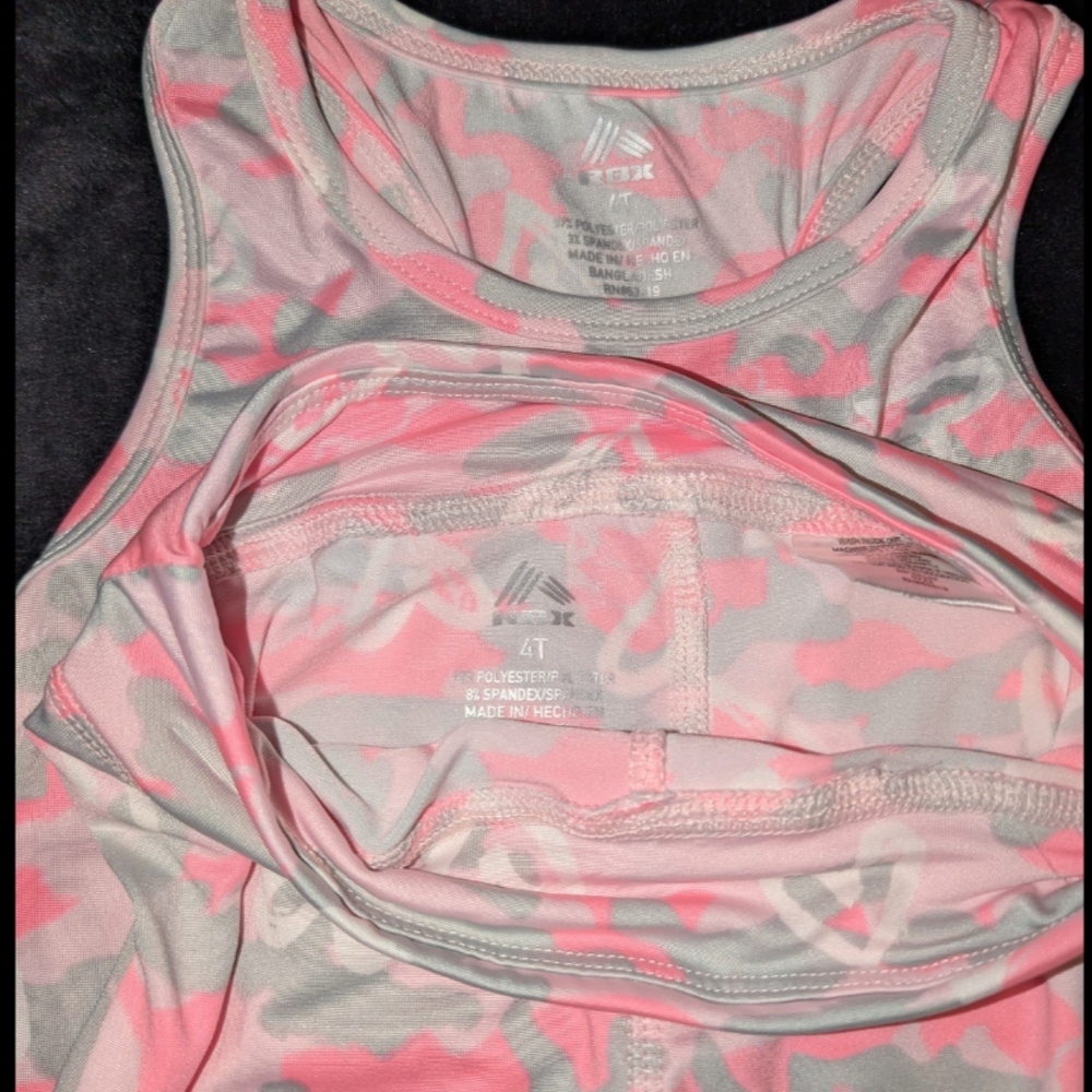 Reebok Pink and Gray Kids Tank Top